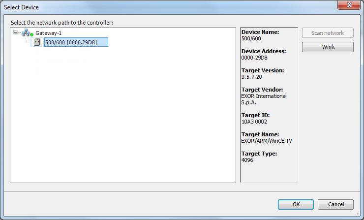 Internal PLC (CODESYS V3) The Select Device dialog will be displayed. This dialog lists all the compatible devices available in the network.