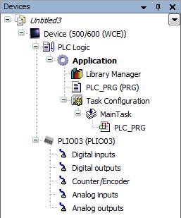 After including the PLIO03 module in the PLC configuration, as shown in the following figure, each I/O type of the module can be configured separately.