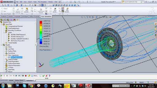 Turbine Model in SolidWorks The final table ready for flow simulation is as shown in Table IV: Run No. TABLE IV FINAL TABLE BEFORE FLOW SIMULATION A B C D 1. 851 9 6 1 2. 851 15 12 8. 851 50 18 7 4.
