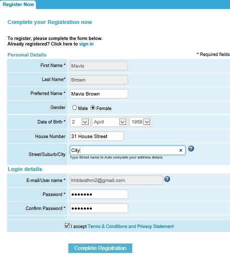 5. Complete your Registration now screen and