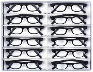 Spherical CR 39 lenses Black matt PA polymer frame in size 43-25 Frame size and power printed inside temple Supplied with protective case Made in