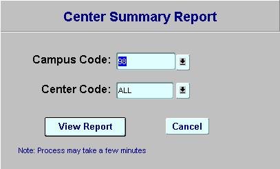 If users would like to view all the spaces on the campus, users may leave center code and