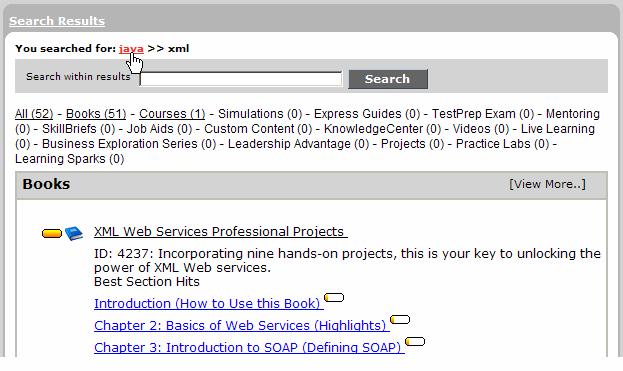 6. (Optional) To refine your search results further, enter a keyword in the Search within results box (shown in the preceding image), and click Search.