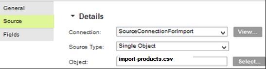 Fig. 26 : Import Data Source 11. In the Properties pane, select the Fields tab, and check that the fields you see are the ones you want. 7.2 DEFINING THE TARGET 1. Drag a target shape onto the canvas.