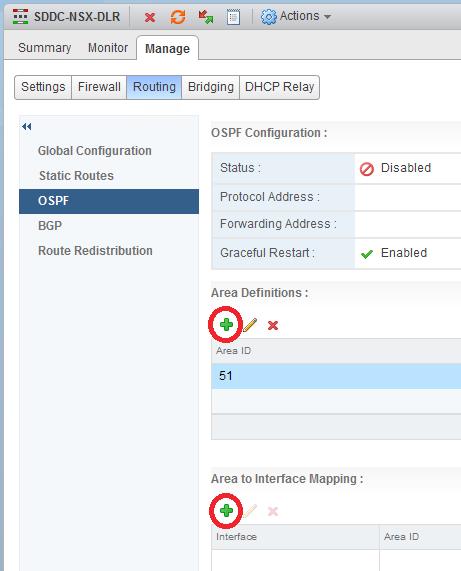 5. Once the Router ID has been assigned, in the section list on left, under Global Configuration, select OSPF. Figure 69. Area definition and area-interface mapping in OSPF a.