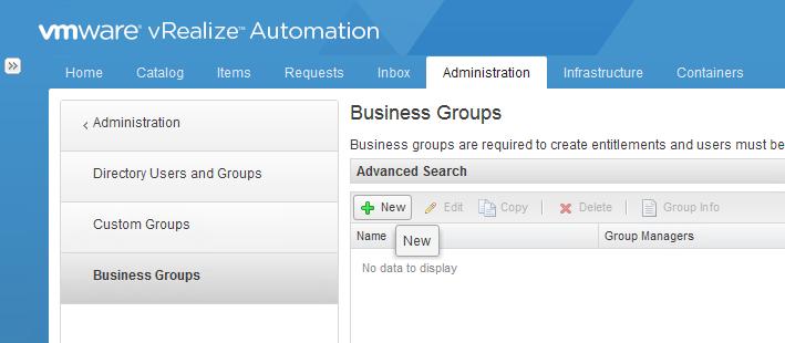 4. Next, navigate to Administration > Directory Users and Groups > Custom Groups. 5. Click New to create a new user group. a. In the New Group screen on the General tab, perform the following tasks: i.
