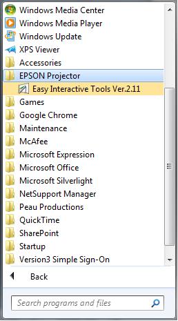 Once you have your Start Menu open, go to your Programs (or All Programs) list and select the Epson