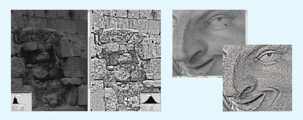 [FIG3] Examples of image preprocessing with adaptive smoothing and enhancement filter in dark areas and untextured regions. and sharpen the already existing texture patterns.