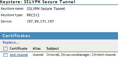 3 Click SSL Cert. Certificates in the SSL VPN STunnel are used by SSL VPN services for encryption.