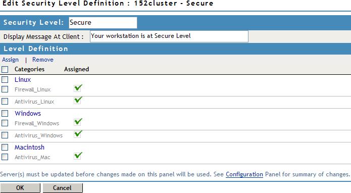 6 Click OK to save your modifications, then click Update on the Configuration page. 3.