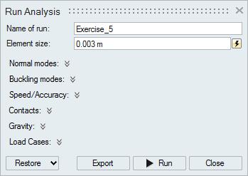3. Click Run to run the analysis. When the run is complete a green flag appears on the icon. 4.