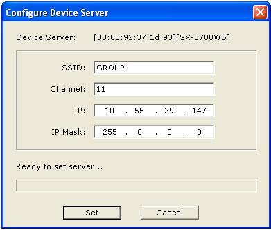 USING THE WIRELESS USB SUPERBOOSTER EXTENDER Configure Device Server You have the ability to change characteristics of your Device Adapter in the Configure Device Server window (Figure: Configure