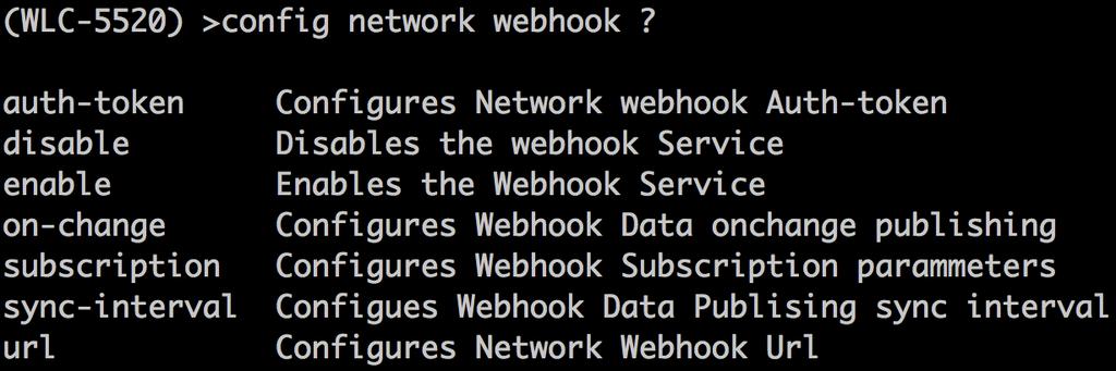 Configuration All Webhook CLI config commands 2018 Cisco