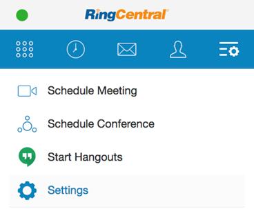 RingCentral for Google UK User Guide Settings 12 Settings You can go to these setting