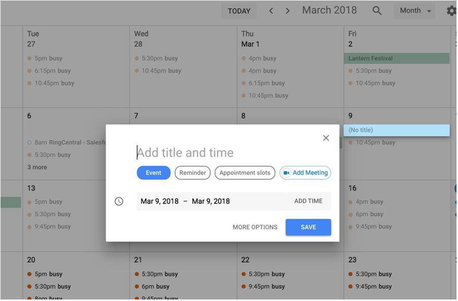 RingCentral for Google UK User Guide RingCentral Meetings 35 RingCentral Meetings Add a RingCentral Meeting in Google Calendar An Add Meeting button is provided on the popup that is displayed when