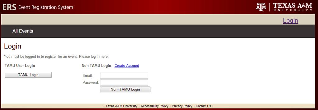 events and manage registrations. Log in to the ERS Admin site (https://ers.tamu.