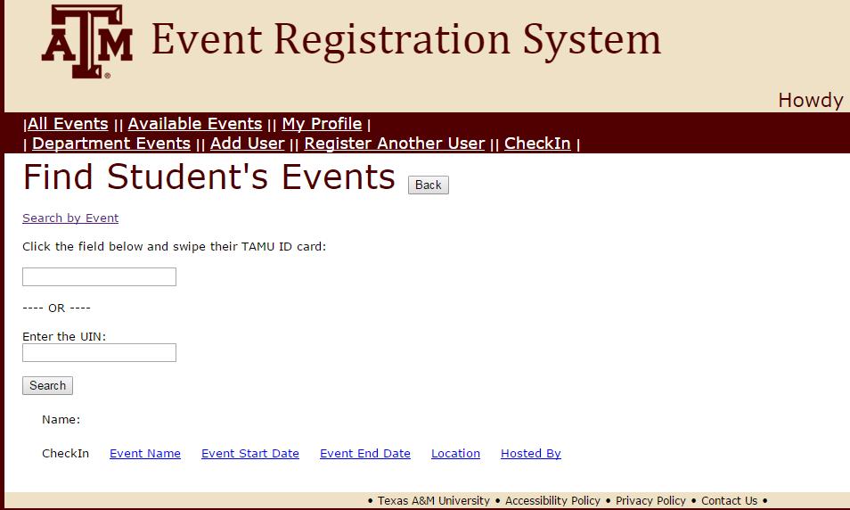 A checkin admin can also search by student to check a student in to an event A checkin admin can also search