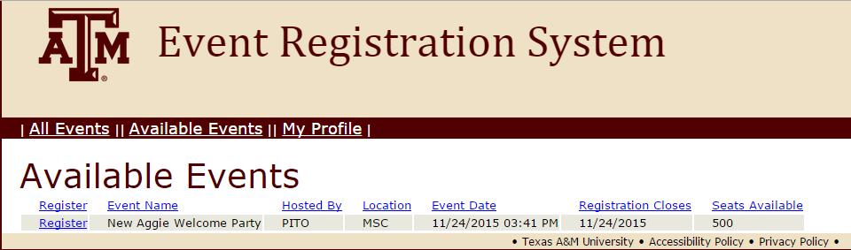2. Register for the Event Provost Information Technology Office Note: The process of registering for the events is similar for both TAMU and Non-TAMU users.