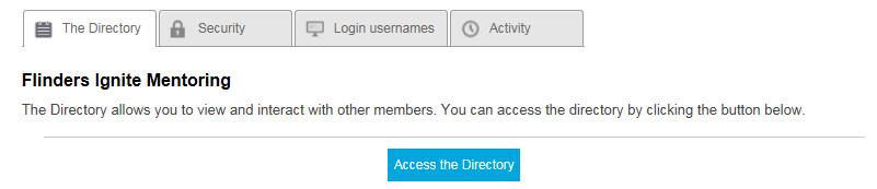 3. Setting up your personal profile Step 3.1: When you log back into the site you will now be able to access the Directory Step 3.