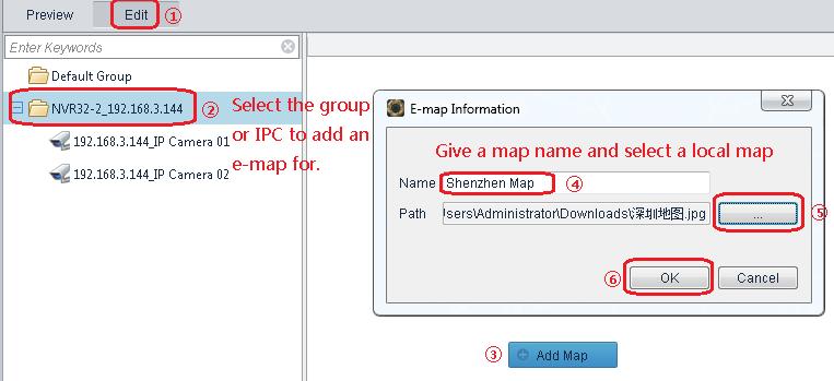 E-map Management Add an E-map To add an e-map: On