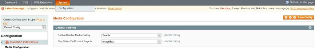 II. How to Configure the Extension: At the backend, go to Admin Panel > System > Configuration.