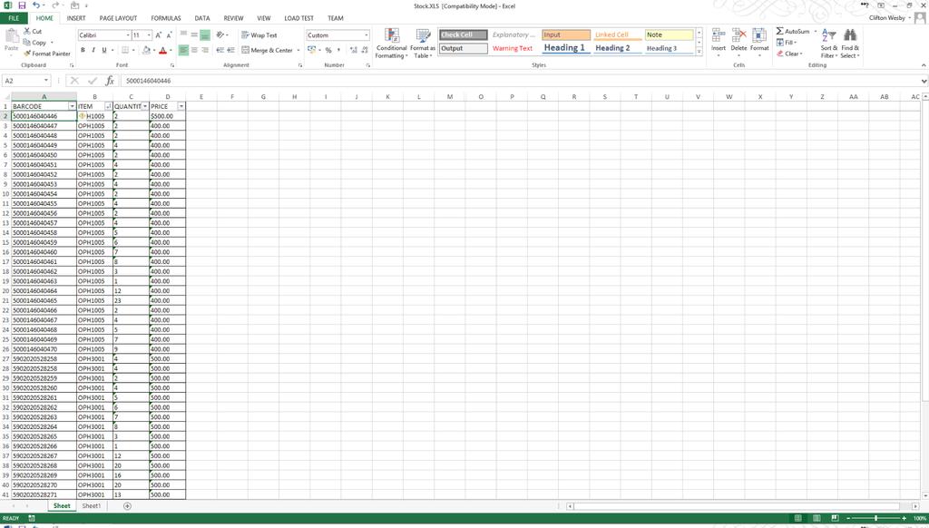 Exporting a Database to Excel Cont. 6. Modify the Excel Spreadsheet, adding in additional data.