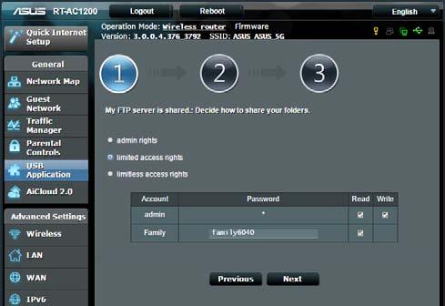 3. Select the access rights that you want to assign to the clients accessing your