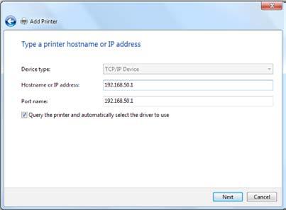 In the Hostname or IP address field, key in the IP address of