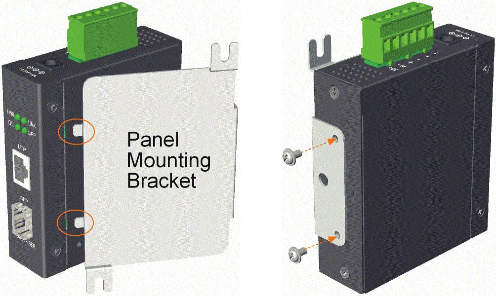 17 2.4 Panel Mounting The device is provided with an optional panel mounting bracket. The bracket supports mounting the device on a plane surface securely. The mounting steps are: 1.