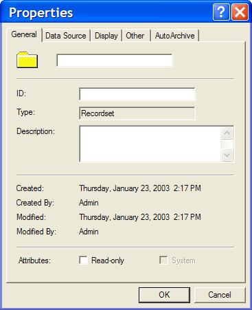 Notes Enter in the name of the recordset in the area next to the yellow folder. As you tab down, the name you entered above will automatically appear in the ID line.
