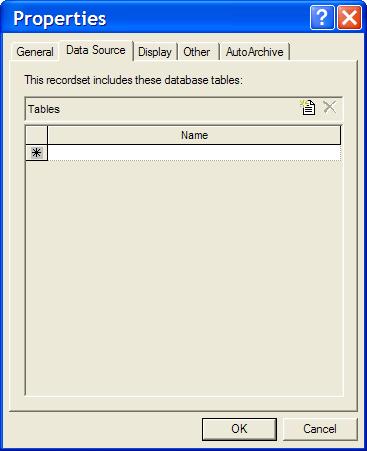Notes After you have finished configuring the General tab, click on the Data Source tab. In this area you will define the physical table name for this field of data in the database.