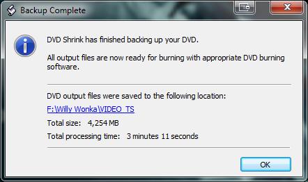Congratulations, it s done! You can actually stop after this step if you want to keep this re-authored, complete Movie if you have the space. As you can see, my movie takes up 4,254 MB.