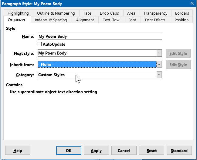 This opens the Paragraph Style dialog box. Creating Custom Paragraph Styles: Observe that there are a number of tabs across the top of the Paragraph Style dialog box.