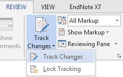 Accepting and rejecting changes To review and either accept or reject changes in a document use the options in the REVIEW tab To switch off track changes: Deselect the TRACK CHANGES option in the