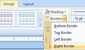 select the icons that indicate the left border and right