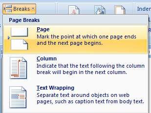 Note that the resulting page break may fall at the very bottom of the previous page: 6.