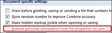 Options: Under Document-specific settings, make sure