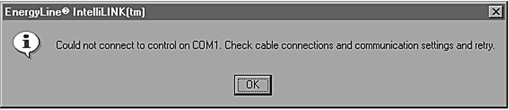 The Operation screen for a 5801 Switch Control. Note: If the IntelliLink software does not establish communication with a functioning switch control, it displays the dialog box shown in Figure 2.