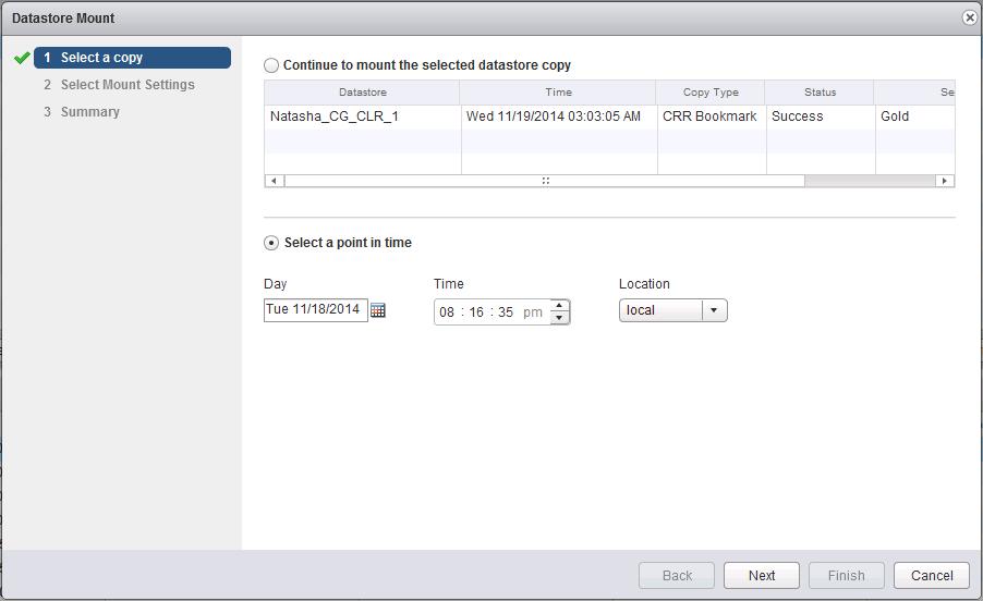 Managing AppSync Data Protection with VSI 4. Click Mount. The Datastore Mount wizard appears, as shown below. Figure 44 Datastore Mount wizard Unmounting datastore copies 5.