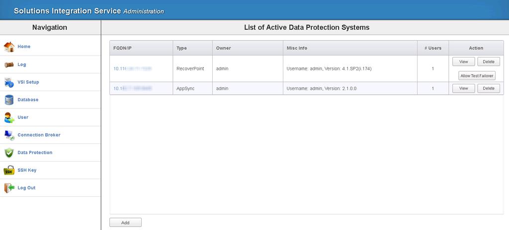 Configuring and Using the EMC Solutions Integration Service Managing data protection Viewing data protection systems 2.