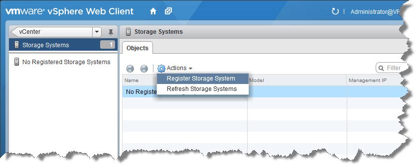 Using VSI to View and Manage Storage Registering and removing storage systems Registering storage systems After enabling the Solutions Integration Service, the storage systems that you want to view