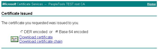 3. Download the root certificate. a. Click Download a CA certificate, certificate chain, or CRL. b.