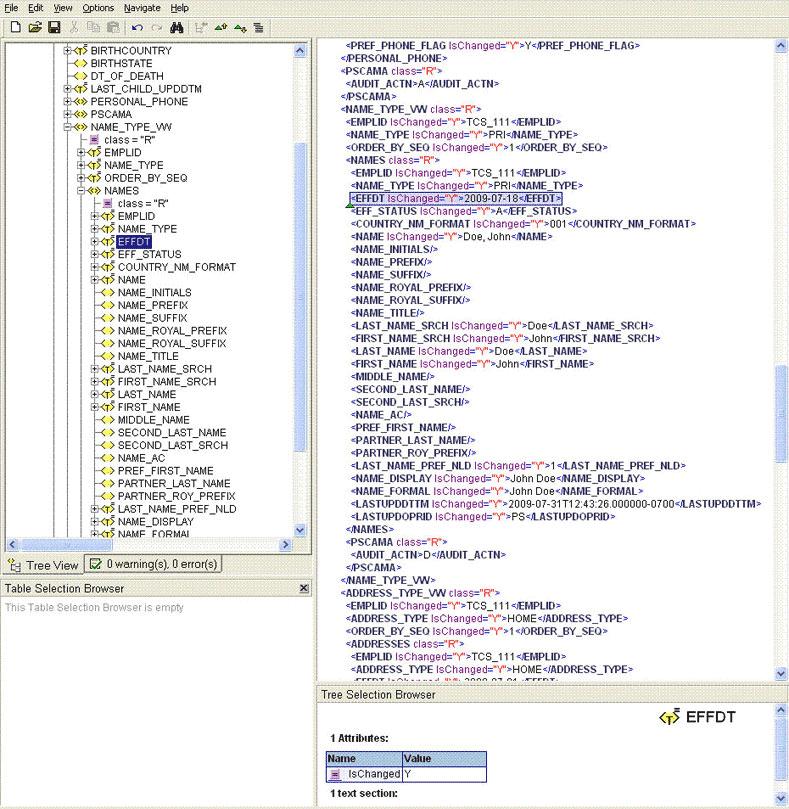Connector Objects Used During Reconciliation For example, names can be effective-dated in PeopleSoft. The EFFDT node in XML provides the date on which the name becomes effective for the OIM User.