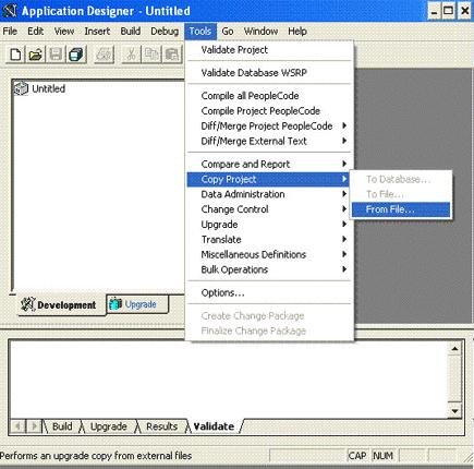 Preinstallation The Copy From File : Select Project dialog box appears. 3. Navigate to the directory in which the PeopleSoft project file is placed.