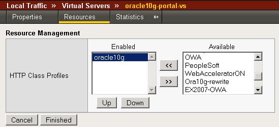 Configuring the BIG-IP WebAccelerator module for accelerating Oracle AS 10g 4. In the HTTP Class Profiles section, click the Manage button. 5.