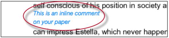 The inline comment will appear as blue text directly on the paper. To edit an inline comment click directly on the inline comment s text and adjust the comment accordingly.