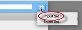 3. Click on the import/export button and select Export Set.. from the drop down menu 4. A prompt will appear asking if you would like to save the file, click OK to save the file.