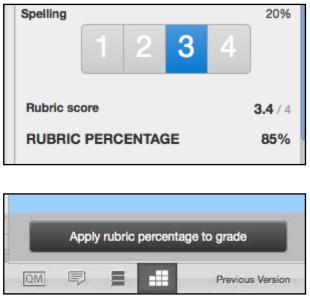 To open the rubric scorecard while viewing a student paper, the instructor user must click on the rubric icon at the bottom right corner of the GradeMark window.