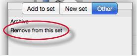 5. Click on the Remove from this set option To remove a QuickMark from all sets and archive it 1.