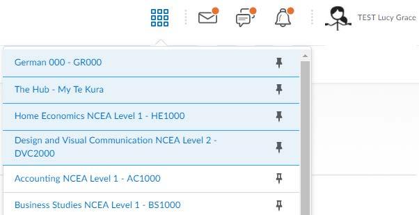 You can also click on View All Courses to see more. 7. You can also navigate to a course by clicking on the grid icon at the top of your user bar.